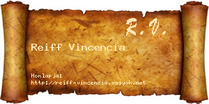 Reiff Vincencia névjegykártya